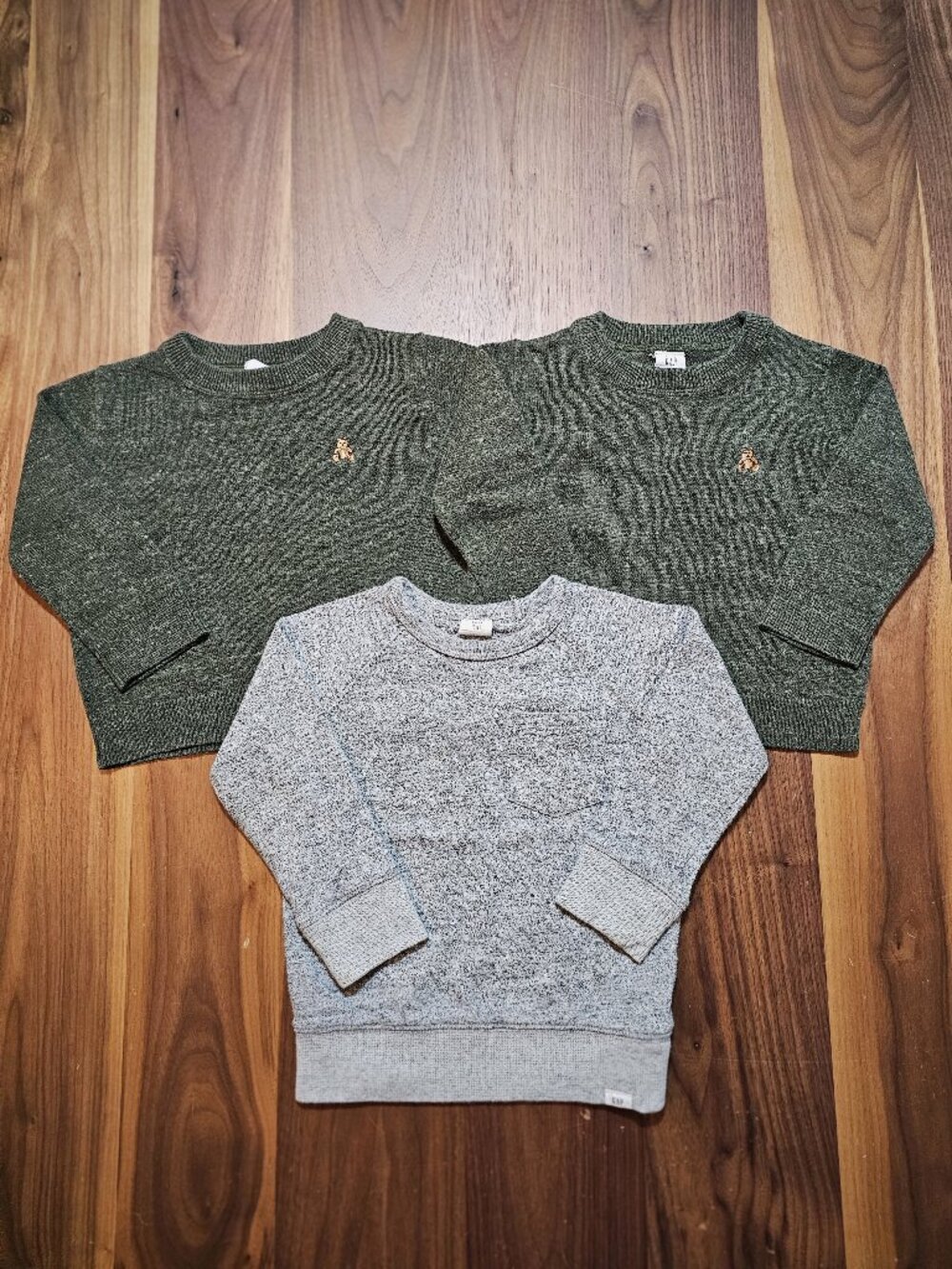 Baby Gap Toddler Boys 2T Fall Sweater Crewneck Bundle Lot 3 Pc Bear Grey